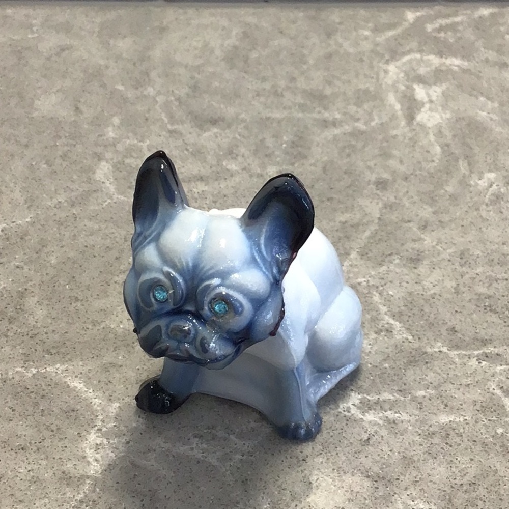 Vtg Westmoreland 2.5” Glass Bulldog Figurine Rhinestone Eyes